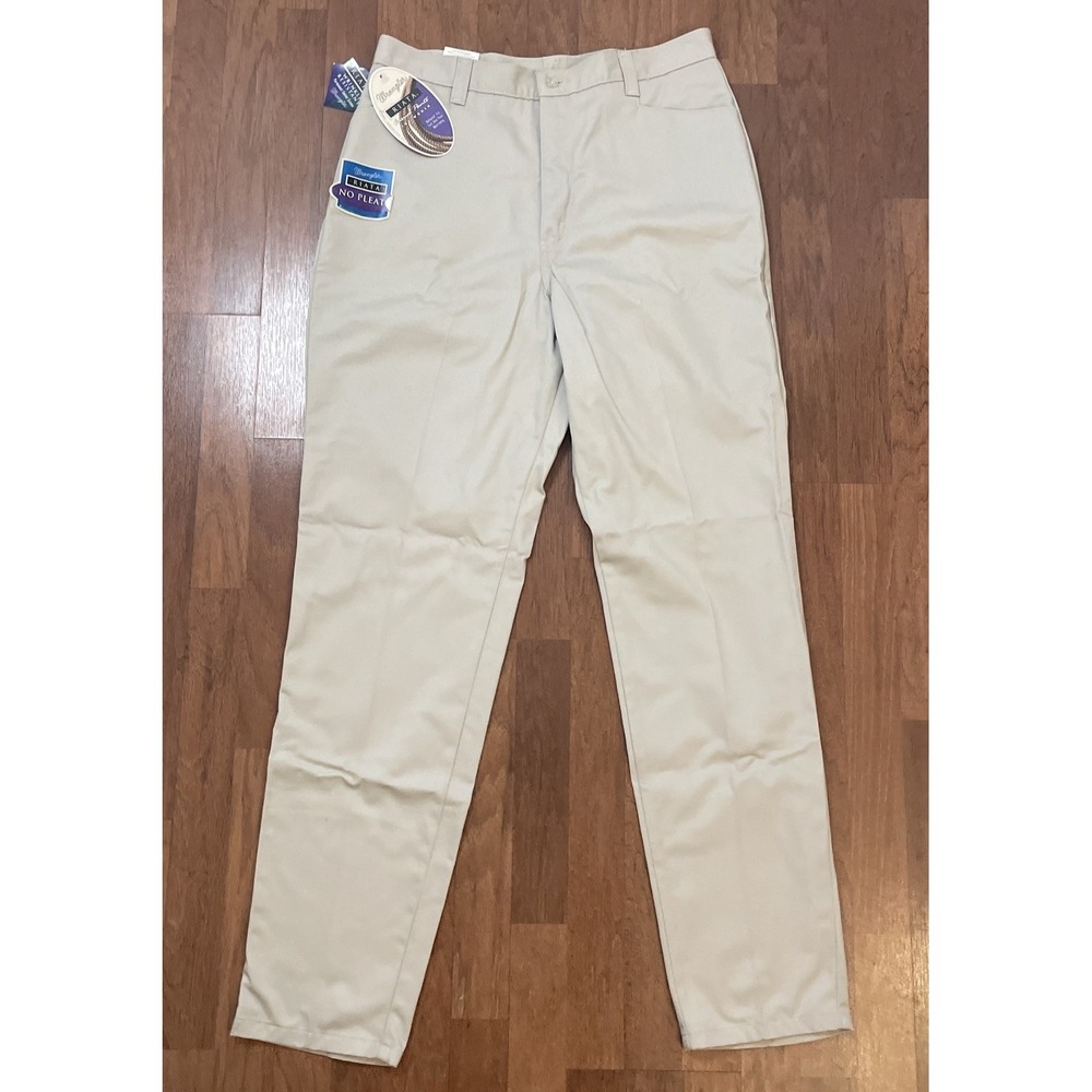 Wrangler Women's Riata Pants 16x34 Flat Front Relaxed Fit Casual Beige NWT
